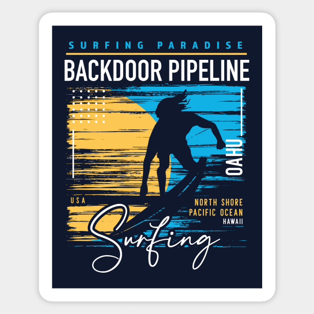 Backdoor Pipeline Retro Surfing // Surf Hawaii // Surf Oahu Sticker by SLAG_Creative